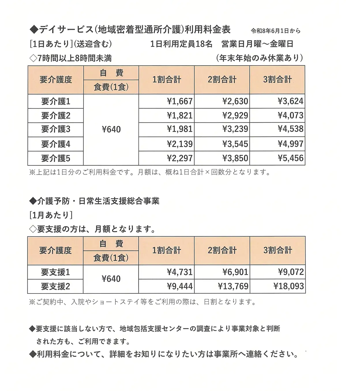 day20260531 デイサービス料金表